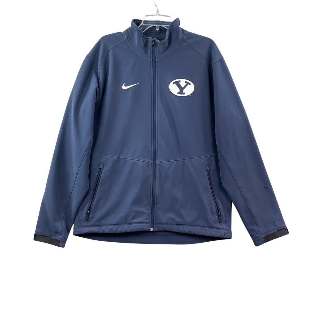 Nike BYU Cougars Jacket Mens‎ Large Navy Blue Full Zip Athletic BYU Sports Coat
